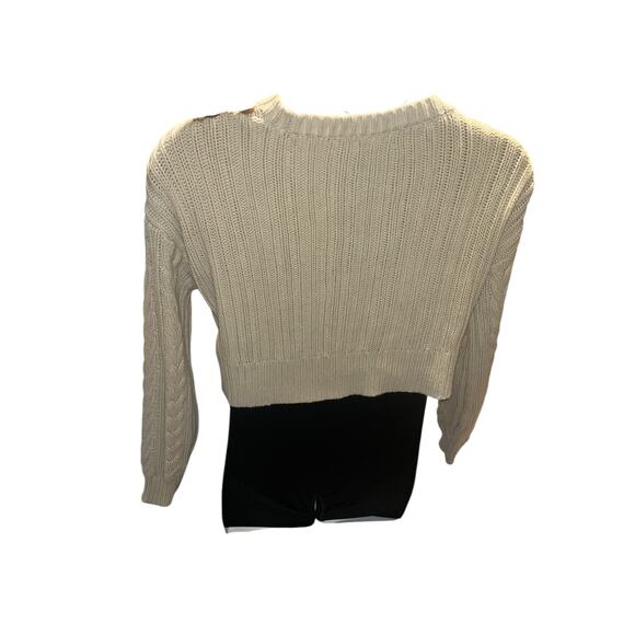 Aeropostale Cropped Cable Knit Oversized Relaxed Chunky Button-Front Cardigan M - Picture 3 of 7